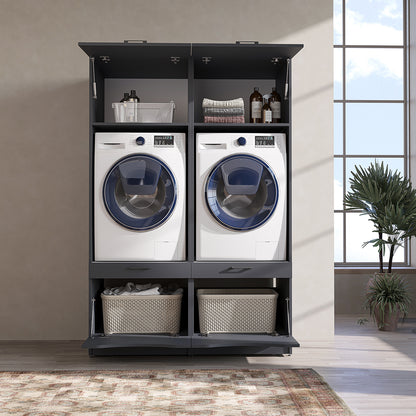 Roomart SERIE 2 Waschmaschinenschrank 132 cm – Waschmaschine & Trockner nebeneinander