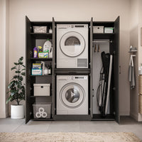 Roomart Waschmaschinenschrank DORA-I 160 cm, Schwarz Eiche, 186 cm hoch, Bild 6