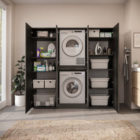 Roomart Waschmaschinenschrank DORA-I 190 cm, Schwarz Eiche, 186 cm hoch, Bild 6