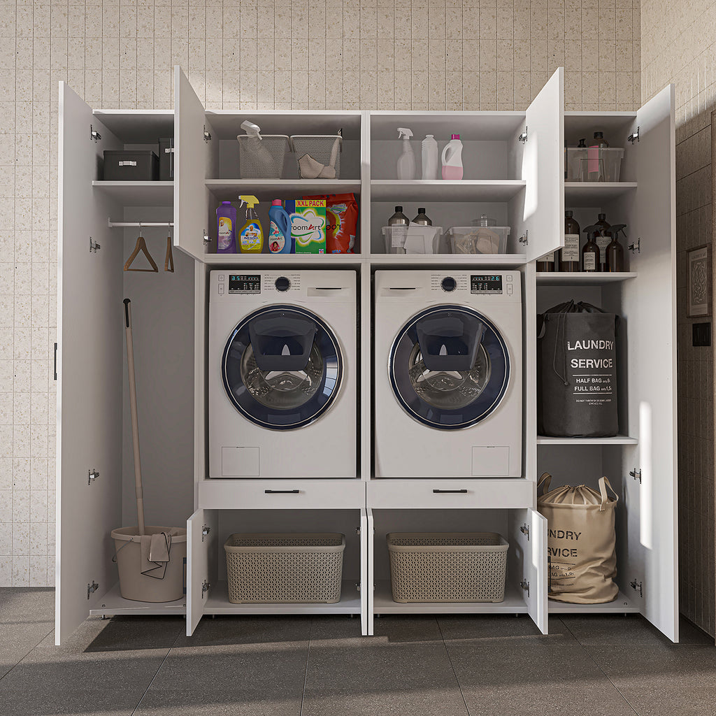Roomart Waschmaschinenschrank SERIE 3 224 cm, Weiß, 205 cm hoch