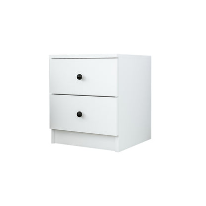 Roomart Komo Beistelltisch mit 2 Schubladen – 40 cm breit, 46,8 cm hoch – Nachttisch & Aufbewahrungstisch für Wohnzimmer, Schlafzimmer oder Büro – Modernes Design- Weiß