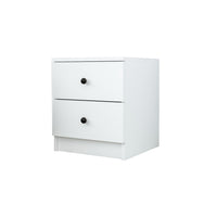 Roomart Komo Beistelltisch mit 2 Schubladen – 40 cm breit, 46,8 cm hoch – Nachttisch & Aufbewahrungstisch für Wohnzimmer, Schlafzimmer oder Büro – Modernes Design- Weiß