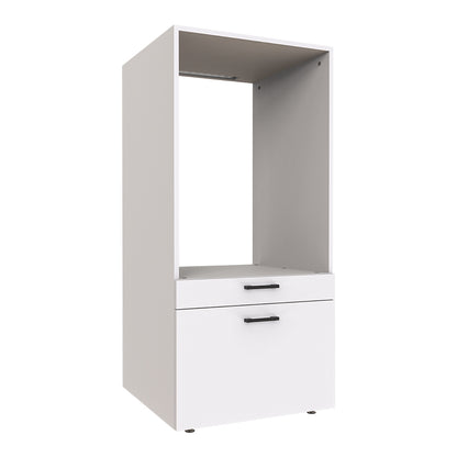 Roomart • Waschmachinenschrank für Hauswirtschaftsraum • HBT: 145x67x66,8 cm • Mit Schubladen und Ausziehbrett • Weiß • Schwarz eiche  • Eiche