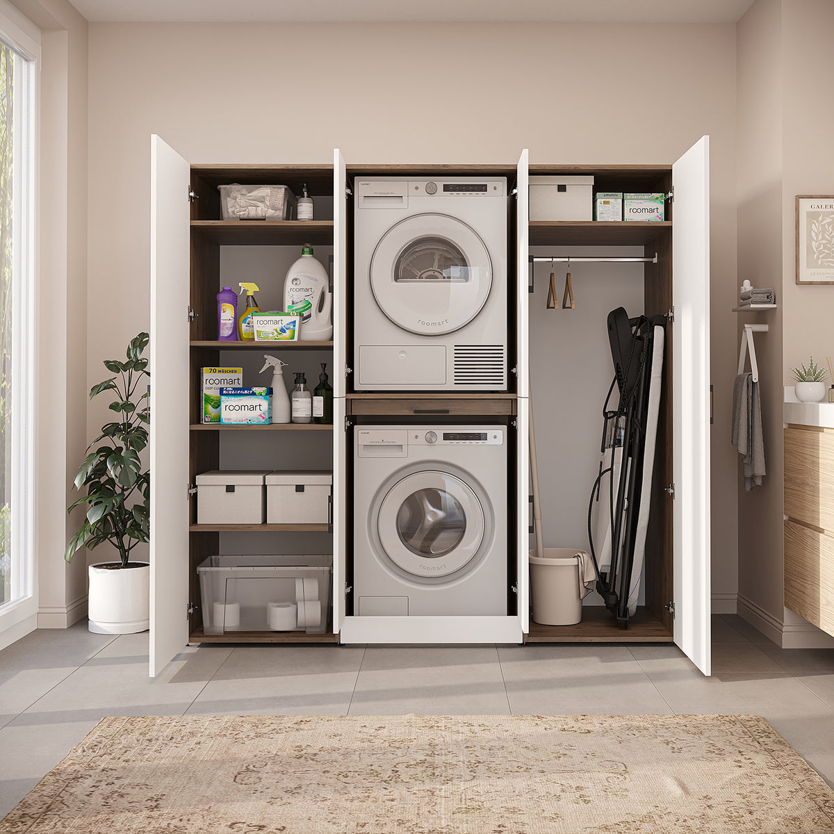 Roomart Waschmaschinenschrank DORA-I 190 cm, Weiß Eiche, 186 cm hoch, Bild 6