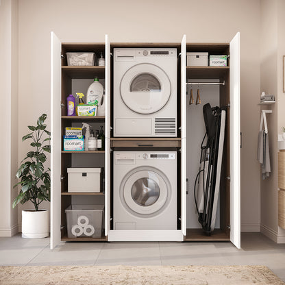 Roomart Waschmaschinenschrank DORA-I 160 cm, Weiß Eiche, 186 cm hoch, Bild 6