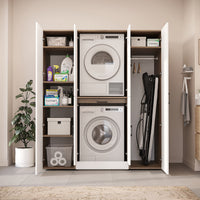 Roomart Waschmaschinenschrank DORA-I 160 cm, Weiß Eiche, 186 cm hoch, Bild 6