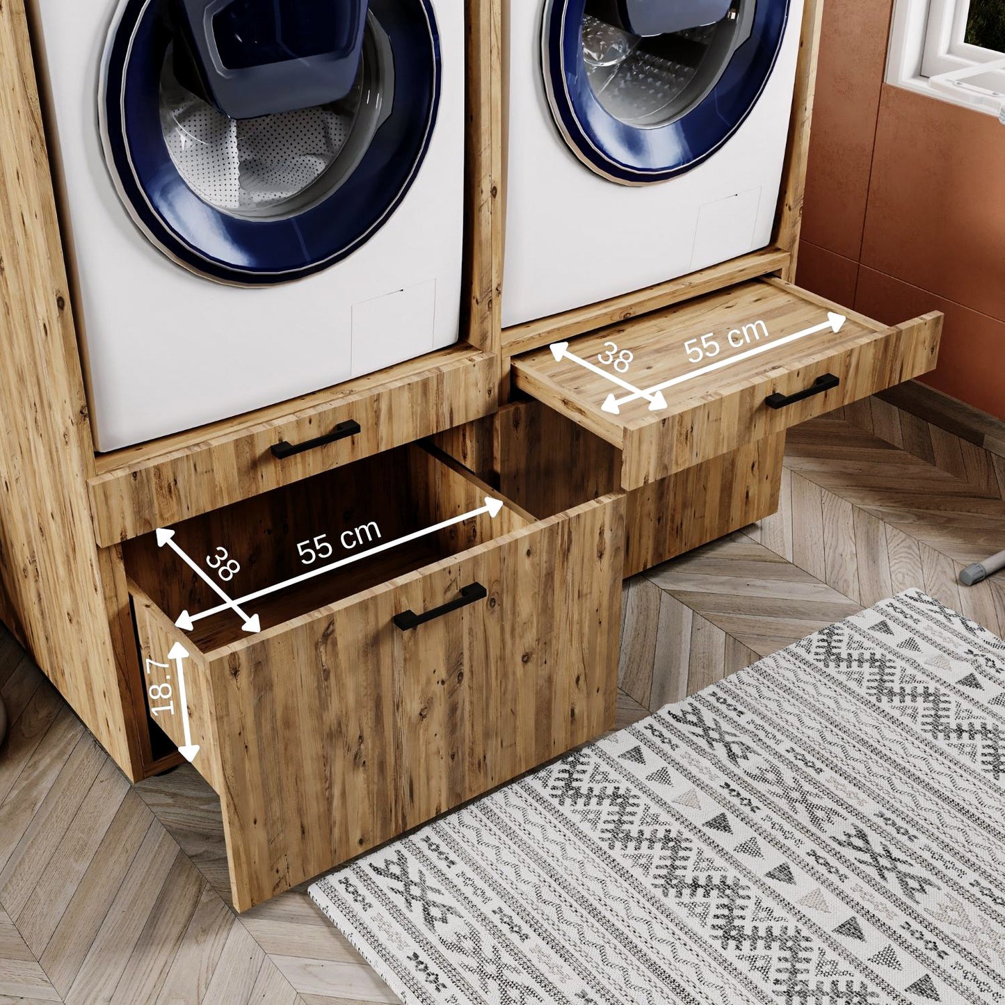 Roomart Waschmachinen Doppelschrrank Überbauschrank, 134 cm Breit, mit Ausziehbrett, in 3 Farben Roomart Waschmachinen Doppelschrrank Überbauschrank, 134 cm Breit, mit Ausziehbrett, in 3 Farben - waschmaschinenschrank, waschmaschinenregal, waschturm, schr