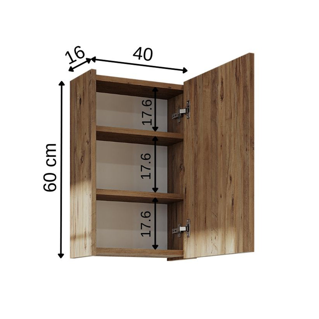 Roomart Badezimmerspiegelschrank "Punto“ – moderner, kompakter 40 cm Badschrank mit Spiegel – in Weiß oder Eiche -  badezimmerspiegelschrank, mirror, lichtschalter, badspiegelschrank, geringe, tiefe, schiebetür, steckdose, eckspiegelschrank, smarter, badh
