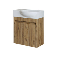 Roomart Waschtischunterschrank LEO mit Keramik-Waschbecken – Gäste-WC Badmöbel – Wasserhahn links