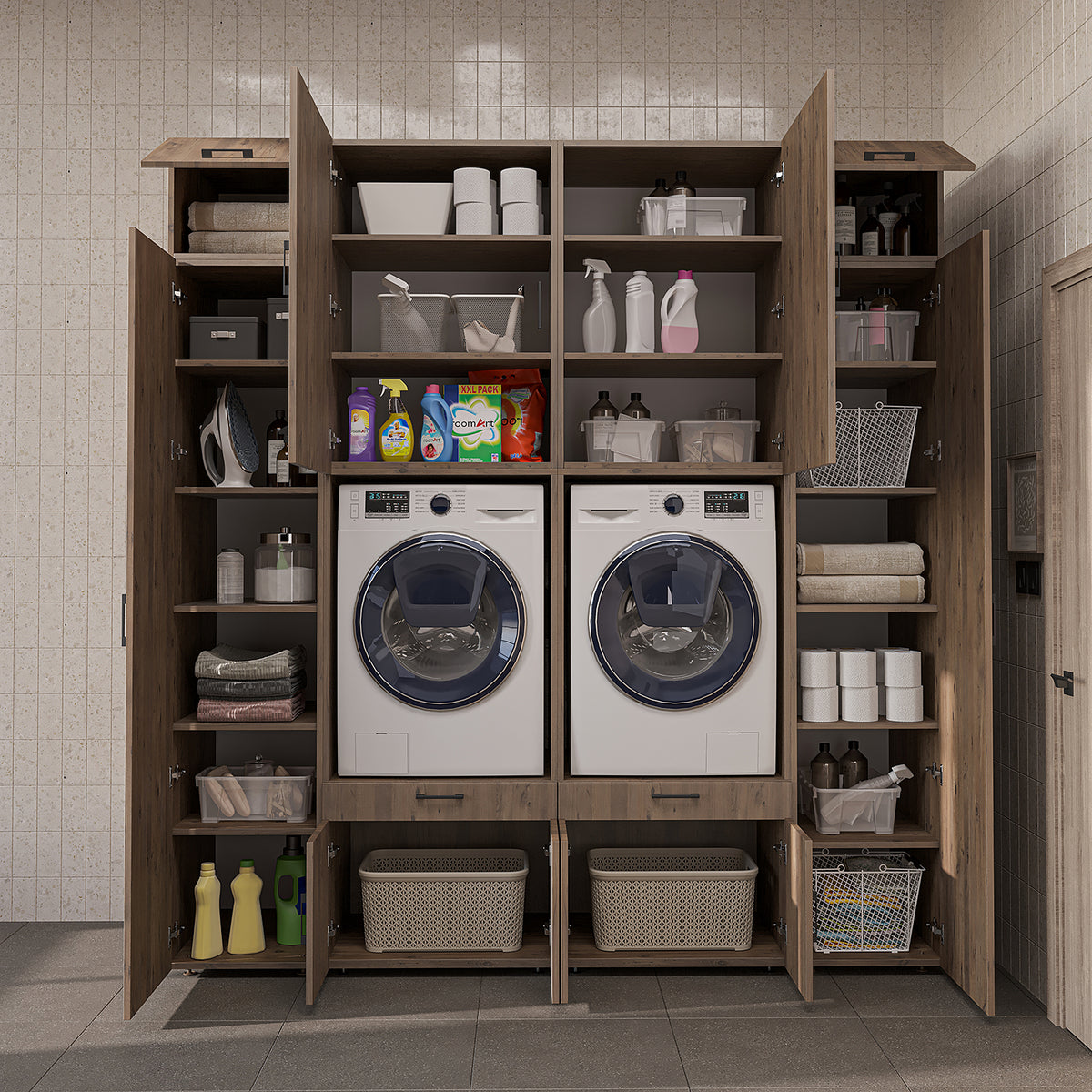Roomart Waschmaschinenschrank SERIE 3 224 cm, Eiche, 240 cm hoch