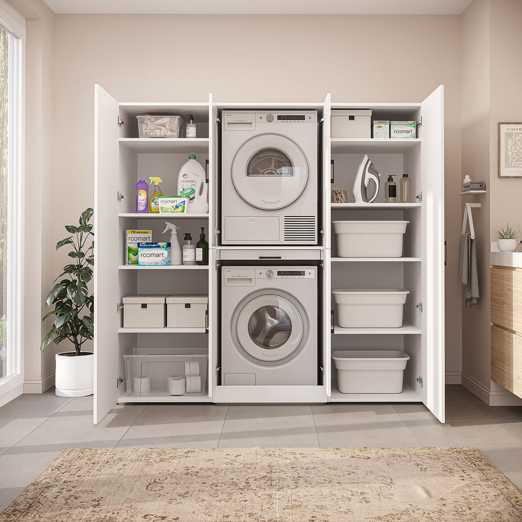 Roomart Waschmaschinenschrank DORA-I 190 cm, Weiß, 186 cm hoch, Bild 6