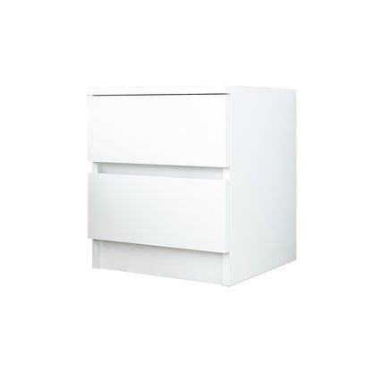 Roomart Komo Beistelltisch mit 2 Schubladen – 40 cm breit, 46,8 cm hoch – Nachttisch & Aufbewahrungstisch für Wohnzimmer, Schlafzimmer oder Büro – Modernes Design- Weiß