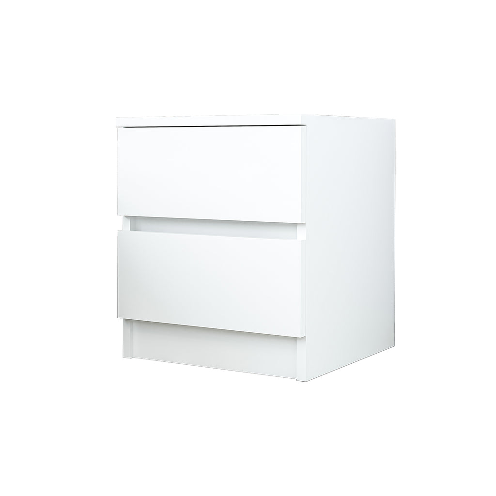 Roomart Komo Beistelltisch mit 2 Schubladen – 40 cm breit, 46,8 cm hoch – Nachttisch & Aufbewahrungstisch für Wohnzimmer, Schlafzimmer oder Büro – Modernes Design- Weiß
