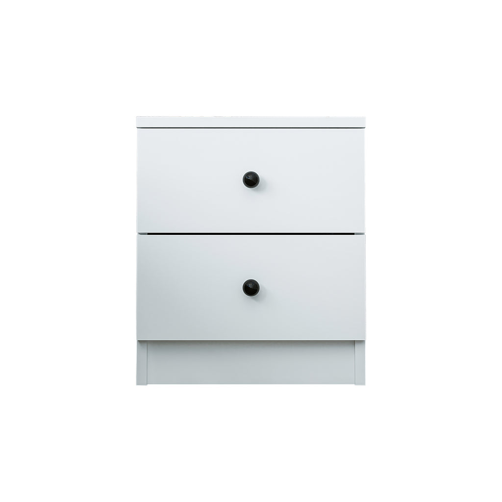 Roomart Komo Beistelltisch mit 2 Schubladen – 40 cm breit, 46,8 cm hoch – Nachttisch & Aufbewahrungstisch für Wohnzimmer, Schlafzimmer oder Büro – Modernes Design- Weiß