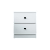 Roomart Komo Beistelltisch mit 2 Schubladen – 40 cm breit, 46,8 cm hoch – Nachttisch & Aufbewahrungstisch für Wohnzimmer, Schlafzimmer oder Büro – Modernes Design- Weiß