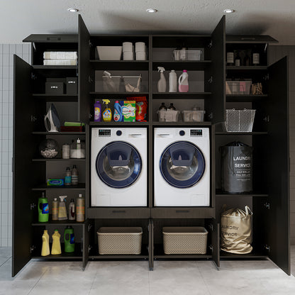 Roomart Waschmaschinenschrank SERIE 3 254 cm, Schwarz-Eiche, 240 cm hoch