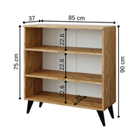 Roomart Mehrzweckschrank mit Türen und Regalen – Aufbewahrungsschrank & Schuhschrank für Flur, Wohnzimmer, Schlafzimmer oder Esszimmer – Eiche – 125x90x35 cm