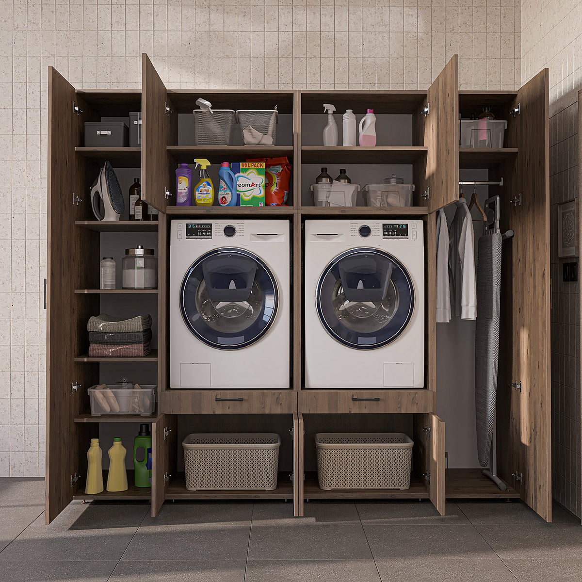 Roomart Waschmaschinenschrank SERIE 3 224 cm, Eiche, 205 cm hoch