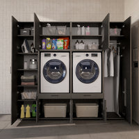 Roomart Waschmaschinenschrank SERIE 3 224 cm, Schwarz-Eiche, 205 cm hoch