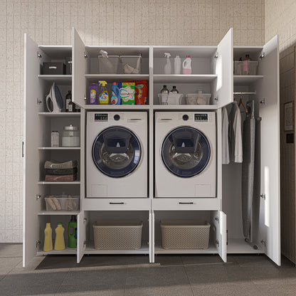 Roomart Waschmaschinenschrank SERIE 3 224 cm, Weiß, 205 cm hoch