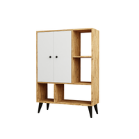 Roomart, Wohnzimmerschrank, Kommode, Aufbewahrungsschrank, Küchenschrank, Mehrzweckschrank mit Türen und Regalen, für Flur, Wohnzimmer, Schlafzimmer, Esszimmer, HBT: 125x90x35 cm, in Weiß-Eiche 