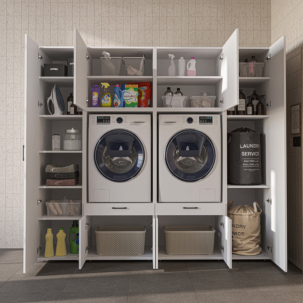 Roomart Waschmaschinenschrank SERIE 3 224 cm, Weiß, 205 cm hoch
