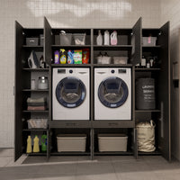 Roomart Waschmaschinenschrank SERIE 3 224 cm, Schwarz-Eiche, 205 cm hoch