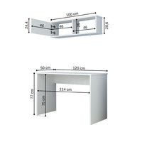 Roomart SERA Schreibtisch 120x50x77 cm mit Wandmontierbarem Aufbewahrungsschrank – Regal-Schrankschreibtisch, Laptoptisch & Arbeitstisch – Weiß – Ideal für Kinderzimmer, Home-Office & Arbeitszimmer