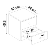 Roomart Komo Beistelltisch mit 2 Schubladen – 40 cm breit, 46,8 cm hoch – Nachttisch & Aufbewahrungstisch für Wohnzimmer, Schlafzimmer oder Büro – Modernes Design- Weiß