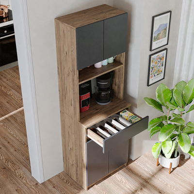 Roomart Küchenschrank NAPOLI, 180 cm, mit offener Nische und Schublade, in 4 Farben