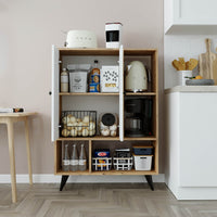 Roomart, Wohnzimmerschrank, Kommode, Aufbewahrungsschrank, Küchenschrank, Mehrzweckschrank mit Türen und Regalen, für Flur, Wohnzimmer, Schlafzimmer, Esszimmer, HBT: 125x90x35 cm, in Weiß-Eiche 