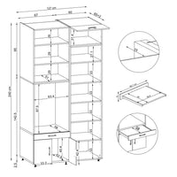 Roomart Waschmaschinenschrank 240 cm mit Hochschrank – Soft-Close, Ausziehbrett | 3 Farben