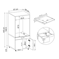 Roomart A3 Waschmaschinenschrank 67 cm – Erhöhung mit Schublade, Ausziehbrett & Stauraum | 3 Farben