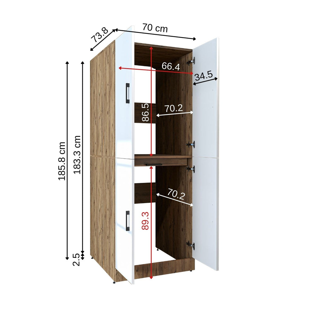 Roomart washing machine cabinet " DORA " for dryer & washing machine, in 4 colors, with doors & pull-out shelf - white - white oak - anthracite oak - oak - washing machine cabinet, washing machine shelf, washing tower, cabinet, white, washing machines, base cabinet, 