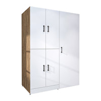 Roomart washing machine cabinet " DORA SET" for dryer & washing machine, 130 cm wide, in 4 colors, with doors & pull-out shelf - white - white oak - anthracite oak - oak - washing machine cabinet, washing machine shelf, washing tower, cabinet, white, washing machine