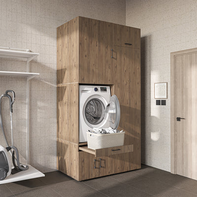 Roomart Waschmaschinenschrank 127 cm mit Hochschrank, 240 cm hoch, Ausziehbrett, in 3 Farben