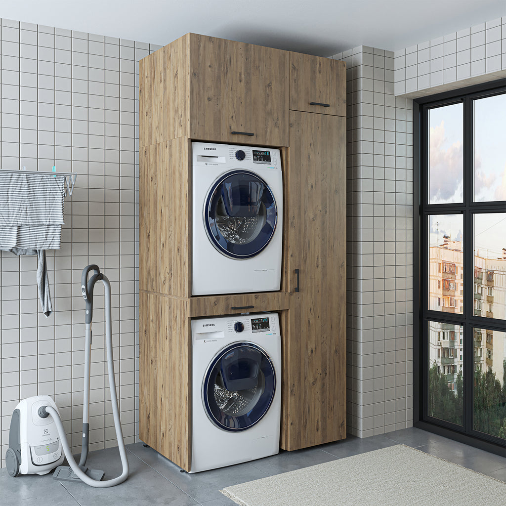 Roomart Waschmaschinenschrank, Trockner auf Waschmaschine • 112 cm breit • In 3 Farben