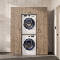 Roomart DUO-I Schrankwand 157 cm – Waschmaschine & Trockner übereinander, Hochschrank | in 2 Farben