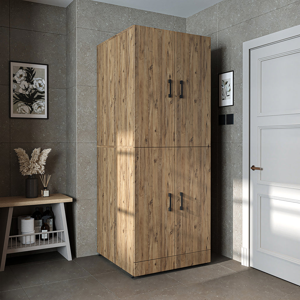 Roomart washing machine cabinet " DORA " for dryer & washing machine, in 4 colors, with doors & pull-out shelf - white - white oak - anthracite oak - oak - washing machine cabinet, washing machine shelf, washing tower, cabinet, white, washing machines, base cabinet, 