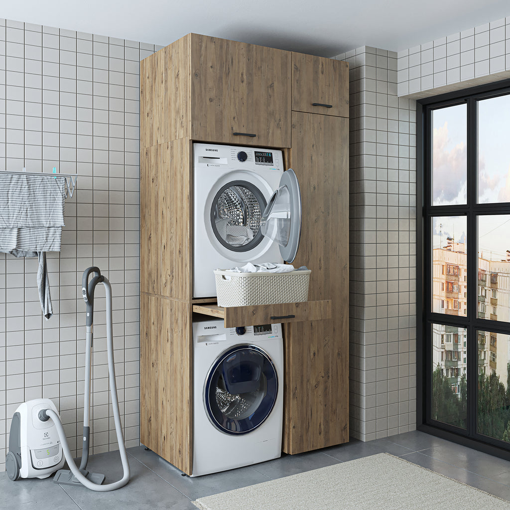 Roomart Waschmaschinenschrank, Trockner auf Waschmaschine • 112 cm breit • In 3 Farben