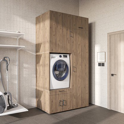 Roomart Waschmaschinenschrank 240 cm mit Hochschrank – Soft-Close, Ausziehbrett | 3 Farben