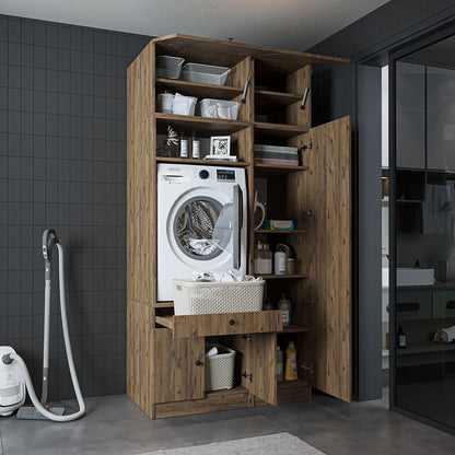 Roomart SERIE 3 Waschmaschinenschrank 112 cm – 230 cm hoch, Ausziehbrett & Hochschrank | in 3 Farben