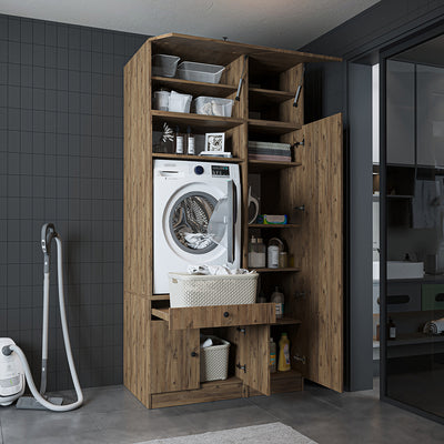Roomart Waschmaschinenschrank SERIE 3, 112 cm, mit Hochschrank und Ausziehbrett, in 3 Farben