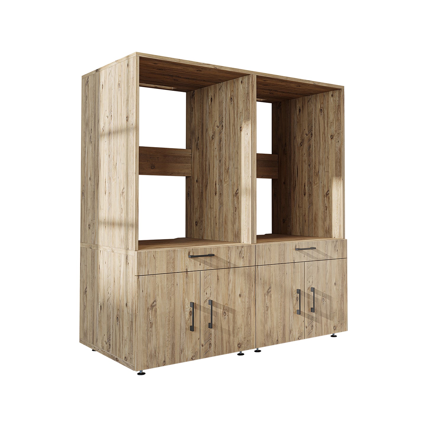 Roomart Waschmaschinenschrank - SERIE 3 –  134 cm breit, Doppelschrank Überbauschrank, mit Ausziehbrett, Waschturm für Waschmaschine & Trockner, in 3 Farben