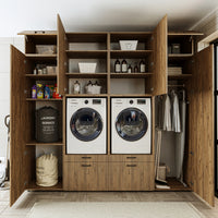 Roomart Waschmaschinenschrank SERIE 2 – Doppelschrank mit Seitenschränken, 3 Farben