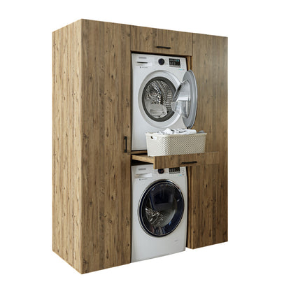 Roomart DUO-I Waschmaschinenschrank Schrankwand 157 cm – Waschmaschine & Trockner + Hochschrank | in 3 Farben