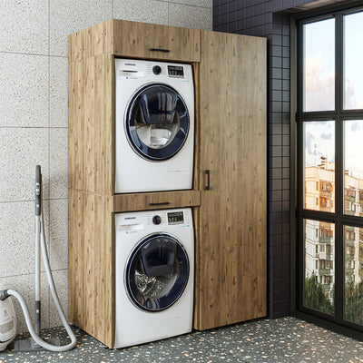Roomart Waschmaschinenschrank DUO-I, 127 cm, Überbauschrank für Waschmaschine & Trockner, in 3 Farben