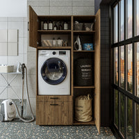 Roomart Waschmaschinenschrank SERIE 2 – Überbauschrank mit Schublade, Überbauschrank für Waschküche & Hauswirtschaftsraum – mit Ausziehbrett & Schublade – in 3 Farben