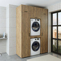 Roomart Waschmaschinenschrank DUO I – 2 Geräte übereinander & Hochschrank, 157 cm