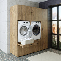 Roomart Waschmaschinenschrank SERIE 2 – Überbauschrank mit Schublade, Überbauschrank für Waschküche & Hauswirtschaftsraum – mit Ausziehbrett & Schublade – in 3 Farben